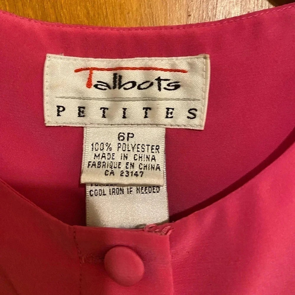 Talbot Pink Short Sleeves Women’s Covered Button Down Shirt, Size 6P - Picture 3 of 6